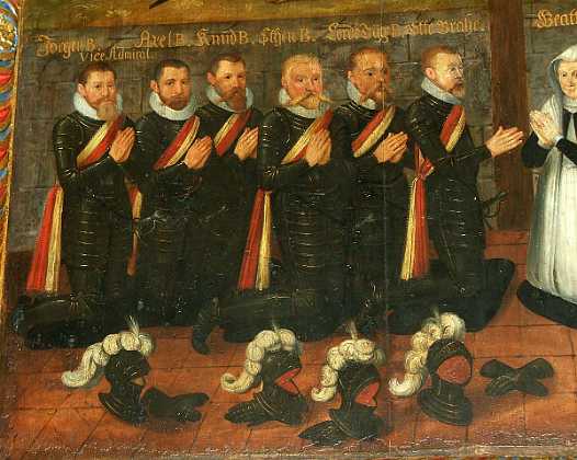 K�ger�d kirke 1613 Otte Tyches�n Brahe 1517-1571 med hustru Beate Clausdatter Bille 1526-1605 og deres b�rn J�rgen, Axel, Knud, Steen,...