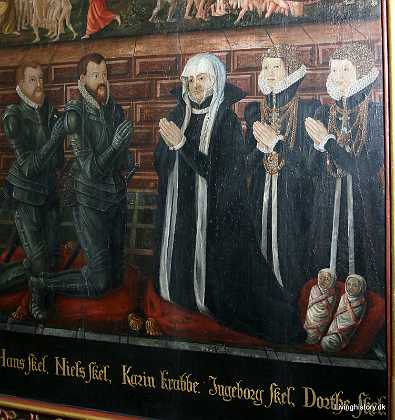 Niels Skeel og Karin Krabbe 1564 Niels Skeel til Nyg�rd d. 1561 og Karin Krabbe d. 1586. Med deres voksne b�rn Hans, Ingeborg og Dorthe. 1560-69 Viborg...
