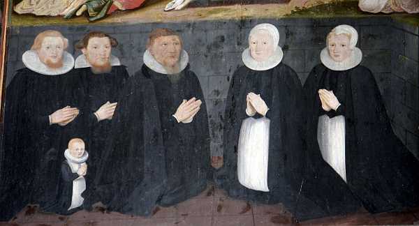 Peder Saxe 1614 K�mner Peder Saxe, d. 1621, og hustru Maren Terkelsdatter Abildgord, d. 1614, med b�rn. 1610-19 �rhus stift