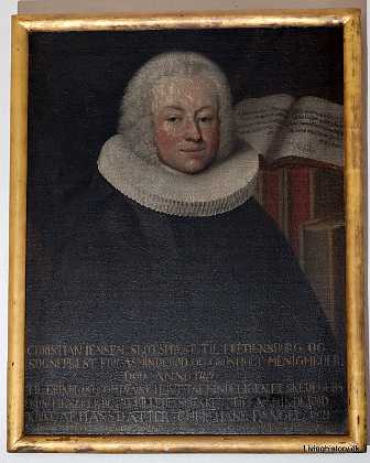 Christian Jensen Christian Jensen, sognepr�st, f. 1710, d. 1769. Maleri fra 1748. 1740-49 Helsing�r stift