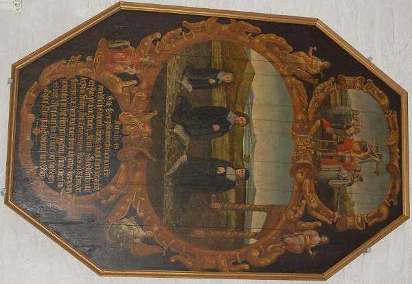 Georg og Anna Gottleber 1646 Epitafium over Kromand Georg Gottleber, f. 1601 i Bischoffswerda. Hans hustru Anna, f. 1595 i Meissen, og deres s�n...