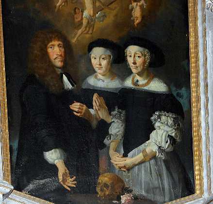 Hans Rostgaard ca. 1672 Hans Rostgaard til Krogerup. f. 1625 d. 1684 med hans to f�rste hustruer Kirsten Pedersdatter f. 1637 d. 1668 og...