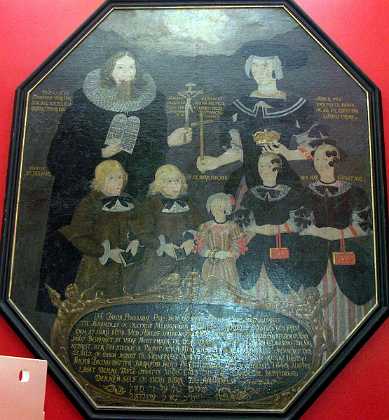 Jacob Povlsen Prip 1696. Jacob Povlsen Prip f. 1638 gift med Anna Jacobsdatter f. 1646 d. 1686 med deres b�rn. Billedet hang oprindelig i...