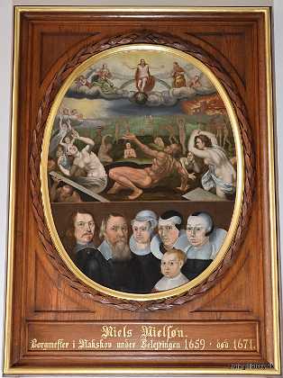 Niels Nielsen 1653. Niels Nielsen borgmester f. 1589 d. 1671 og hans hustru Else Clausdatter d. 1668 og deres datter Kirsten Hammer. 1650-59...