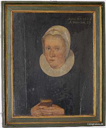 Vinter og hustru J�rgen Vinter Rasmussen, Pr�st Med hustru Begge malet i 1608 1600-09 Ribe stift