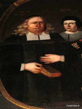 Christopher Findorphilus Christopher Findorphilus pr�st i R�nneby og hans to hustruer, dateret 1703. 1700-09. Blekinge Sverige