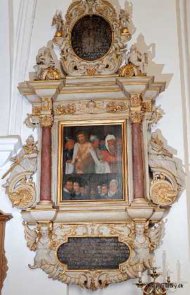 Hans Michelsen Hans Michelsen, borgmester, f. 1600 d. 1629. Hustru Sophie Hansdatter og datter med perlekrone. Senere p�malet Falch...