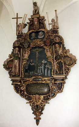 Ernst Baltzarn 1653 Ernst Baltzarn, byfoged f. 1578, d. 1643 samt hustru Eva Weltzin f. 1580 d. 1645. Epitafium opsat af s�nnen Jochim Ernst...