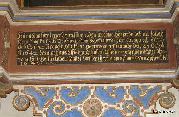 Petrus Drivius Petrus Drivius, magister og pr�st til Arboga d. 1642 og hustru Britta Andersdotter d. 29. april 1648. Farveskadet....