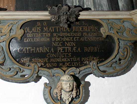Oluf Madsen Jyderup 1666 Oluf Madsen Jyderup, sognepr�st til Viskinge og Auns� d. 1668. Med hustru Cathrine Pedersdatter R�rby og b�rn. 1660-69...